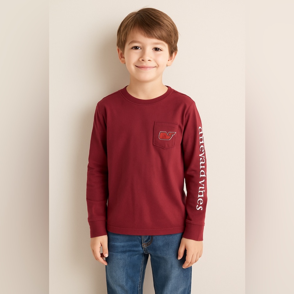 Vineyard Vines Kids' Football Whale Long-Sleeve Pocket Tee
7